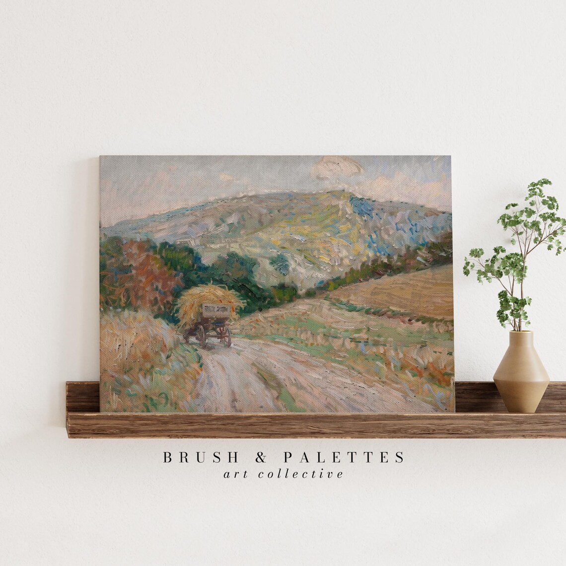 Hay Cart On Country Road Impressionist Harvest Landscape Poster - Image 3