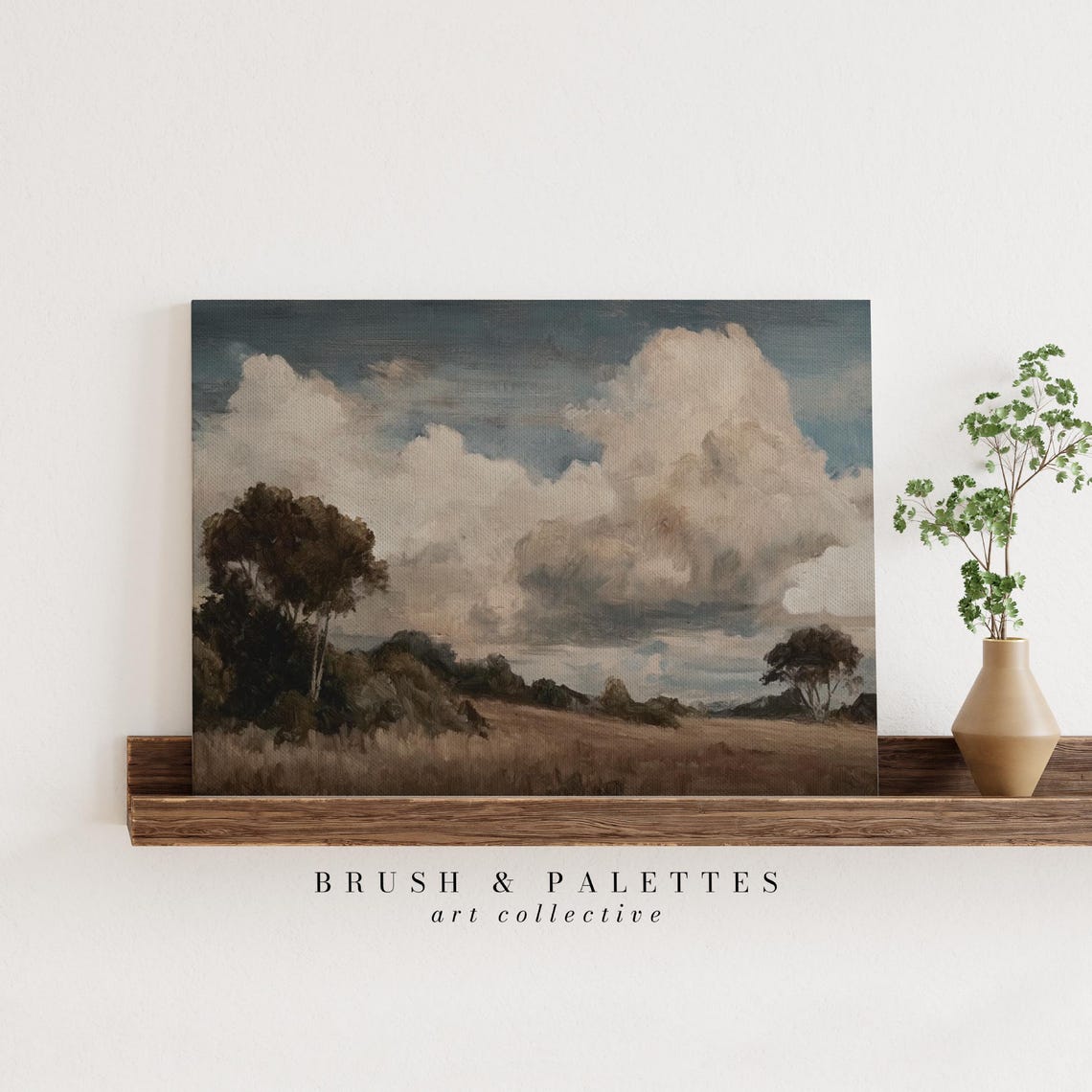 Dramatic Clouds Over Golden Field Stormy Sky Landscape Painting Poster - Image 2