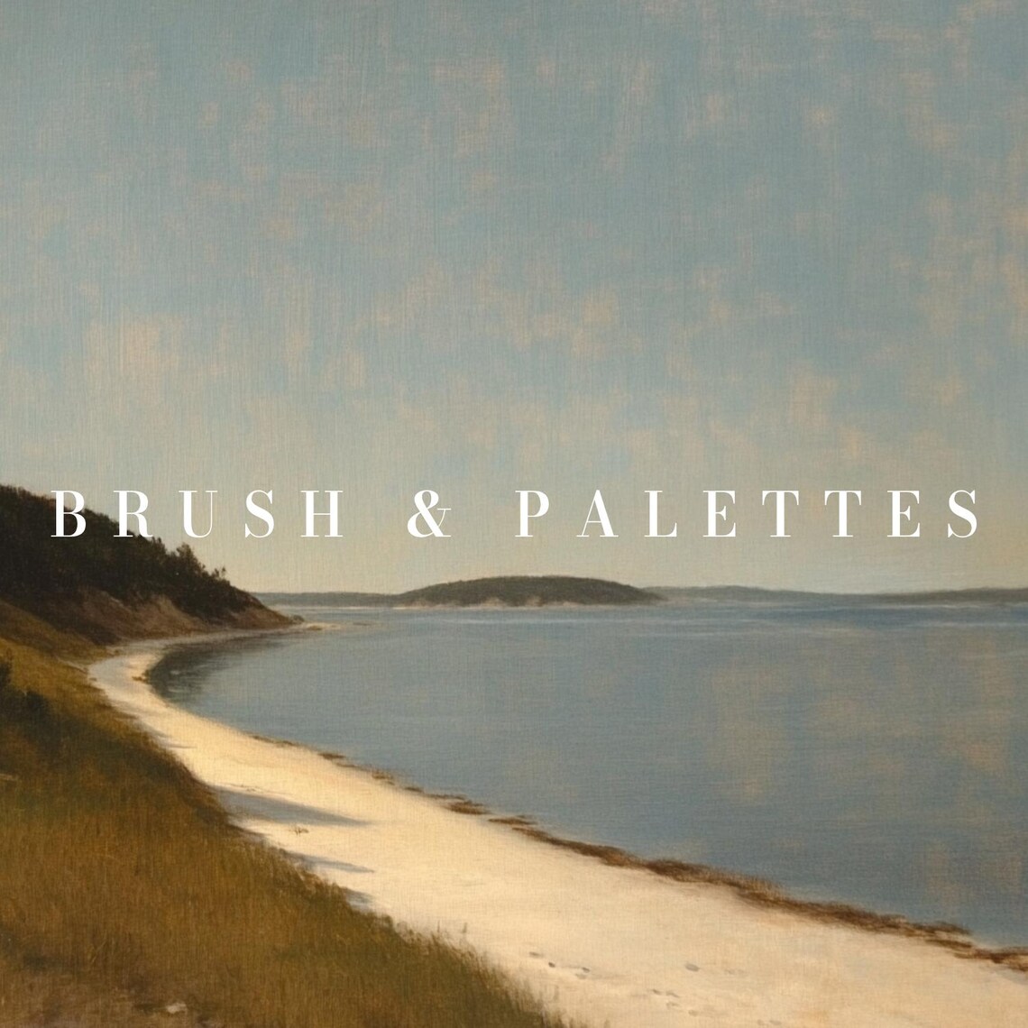 Golden Dune Shoreline Painting Calm Blue Bay Beach Landscape Poster - Image 3