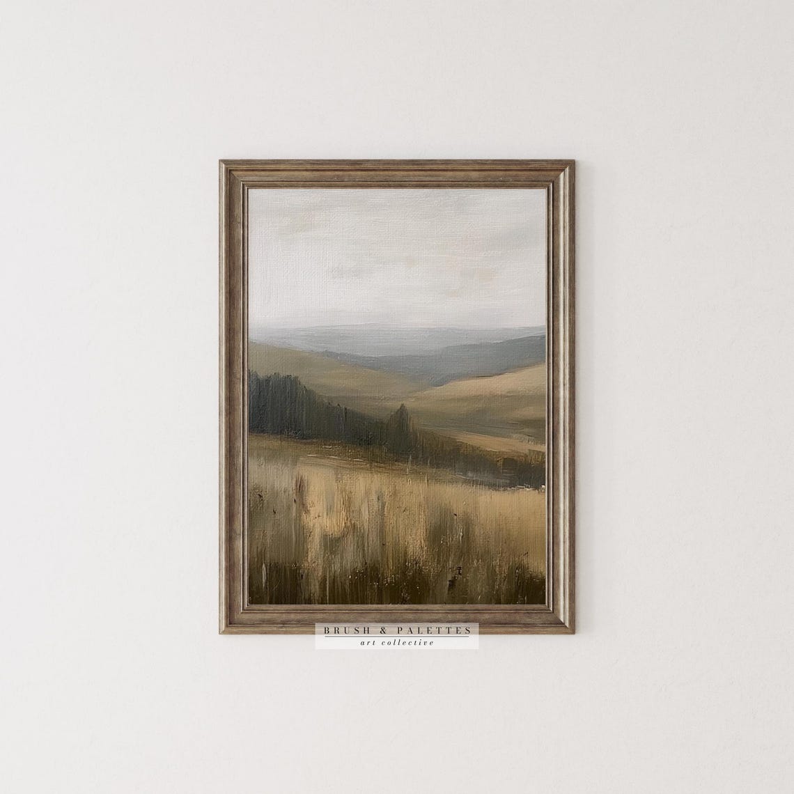 Misty Rolling Hills Foggy Morning Neutral Minimal Landscape Print - Image 3