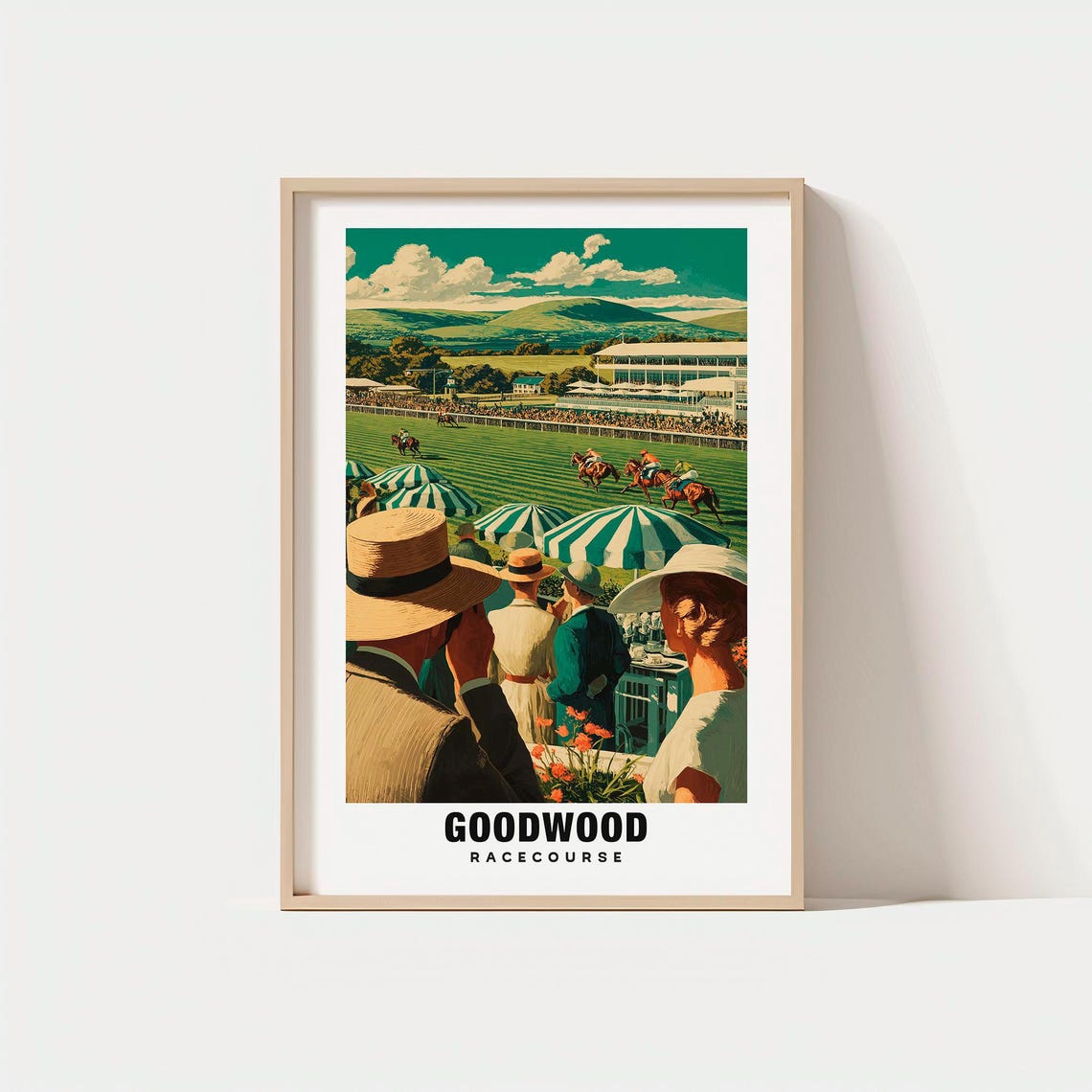 Goodwood Racecourse Vintage Horse Racing Day Crowd Scene Poster