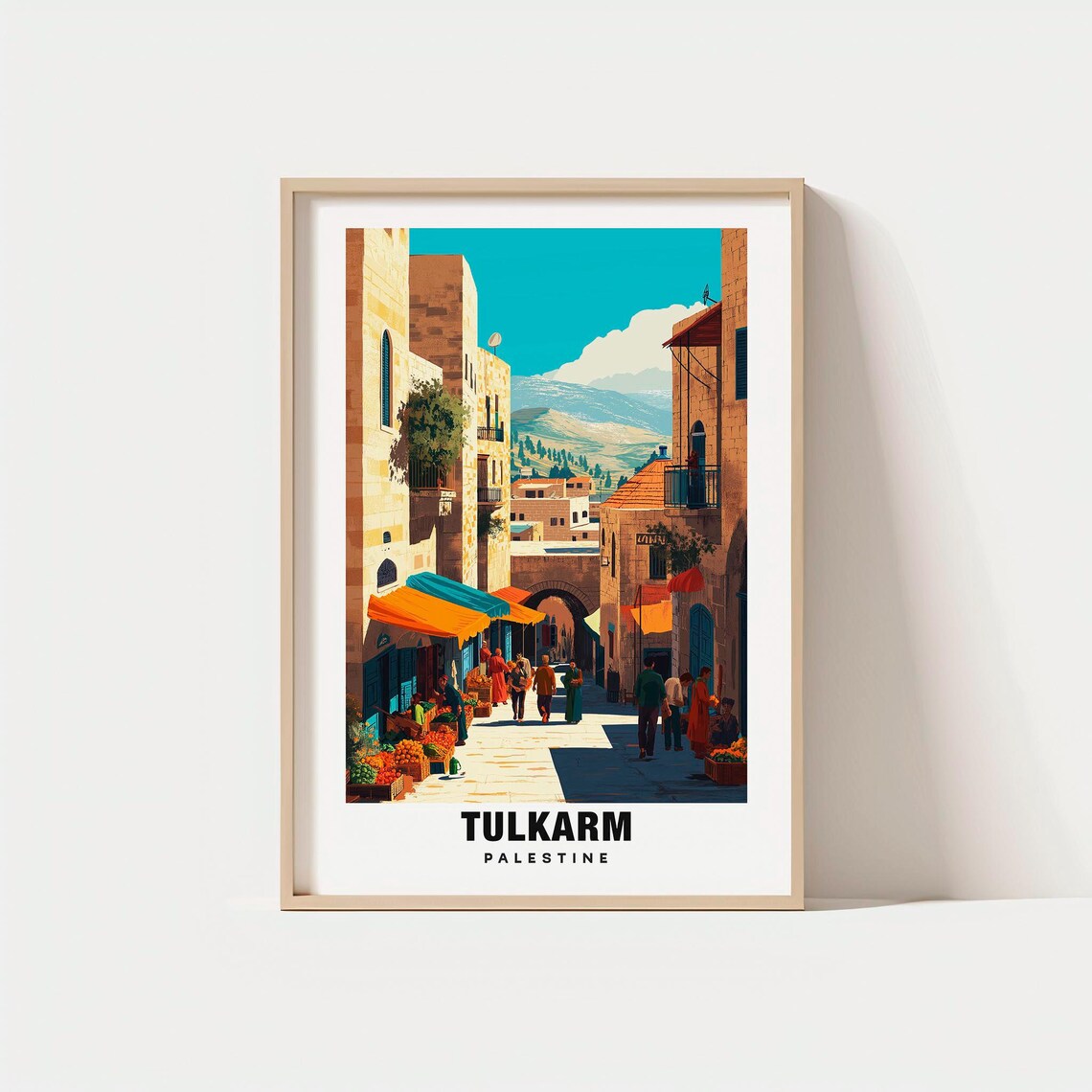 Tulkarm Palestine Colorful Bazaar Market Street Travel Poster