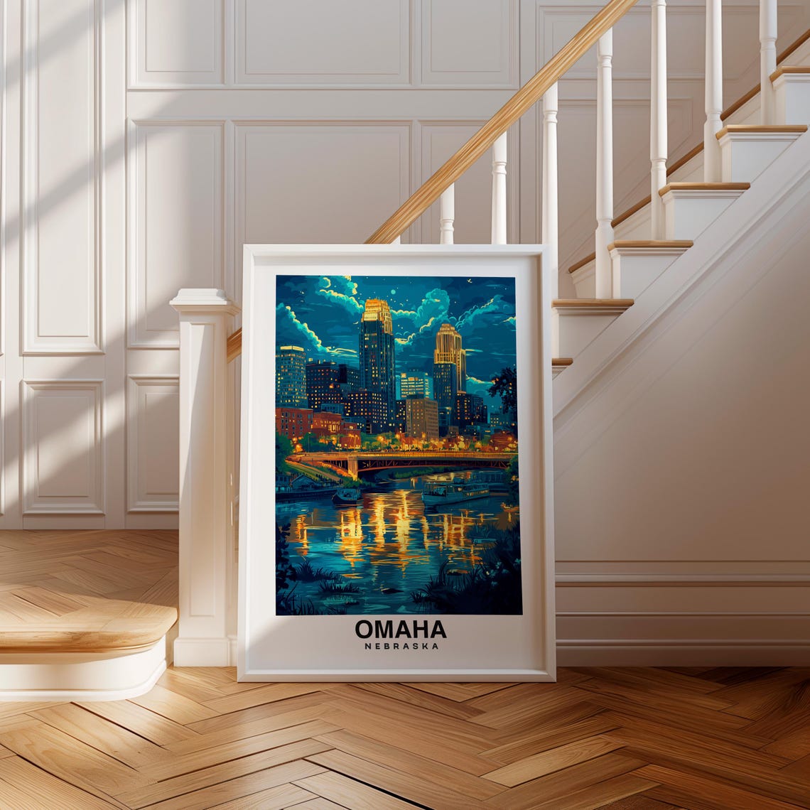 Omaha Print Nebraska Poster Travel Wall Art Cityscape Print Usa Poster Urban Art Scenic Decor Landmark Print Travel Poster