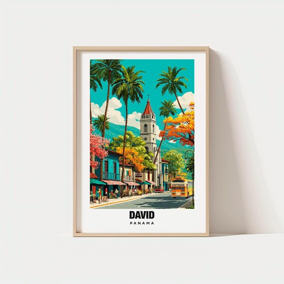 David Print Panama Poster Tropical Charm Urban Views Mountain Backdrop Local Beauty Travel Scenic City Wallart