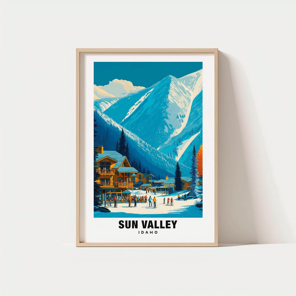 Sun Valley Idaho Ski Lodge Mountain Resort Winter Scene Poster