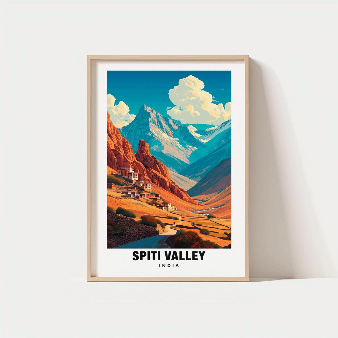 Spiti Valley India Himalayan Mountain Peaks Village Trail Poster