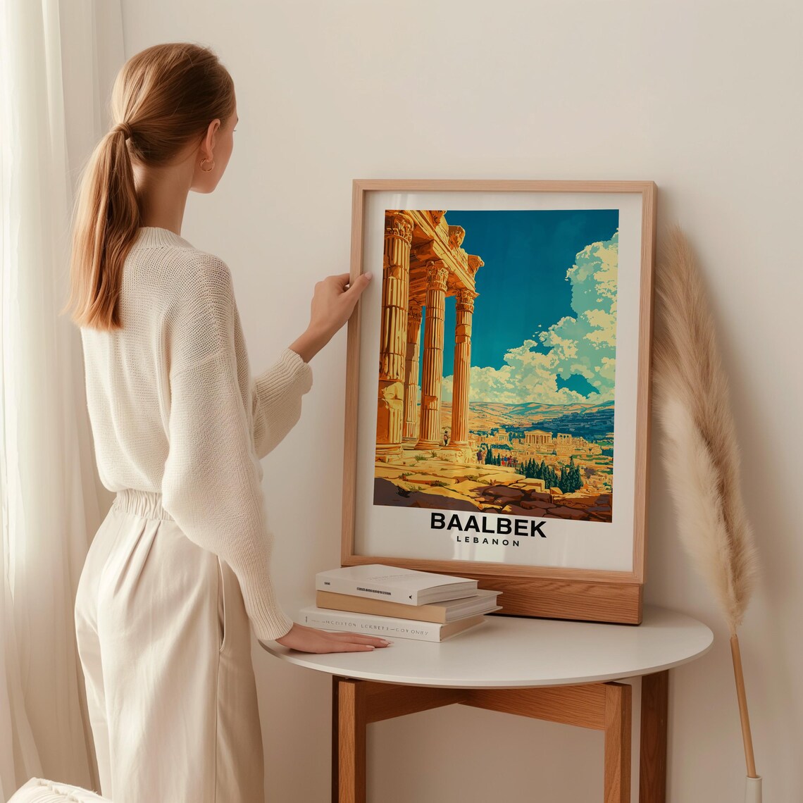 Baalbek Print Travel Poster Lebanese Art Roman Ruins Ancient Temple Scenic Views Historic Landmark Cultural Heritage Mountain Charm - Image 2