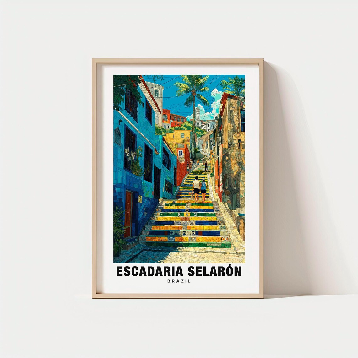 Escadaria Selarn Print Brazil Poster Colorful Steps Travel Art Scenic Views Rio De Janeiro Charm Artistic Beauty Cultural Landmark