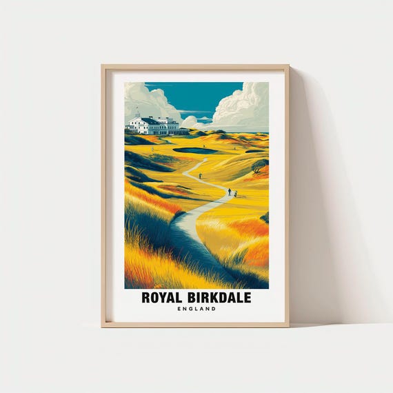 Royal Birkdale Print England Poster Travel Art Golf Scene Dune Views Course Escape Scenic Landscape Coastal Charm Merseyside