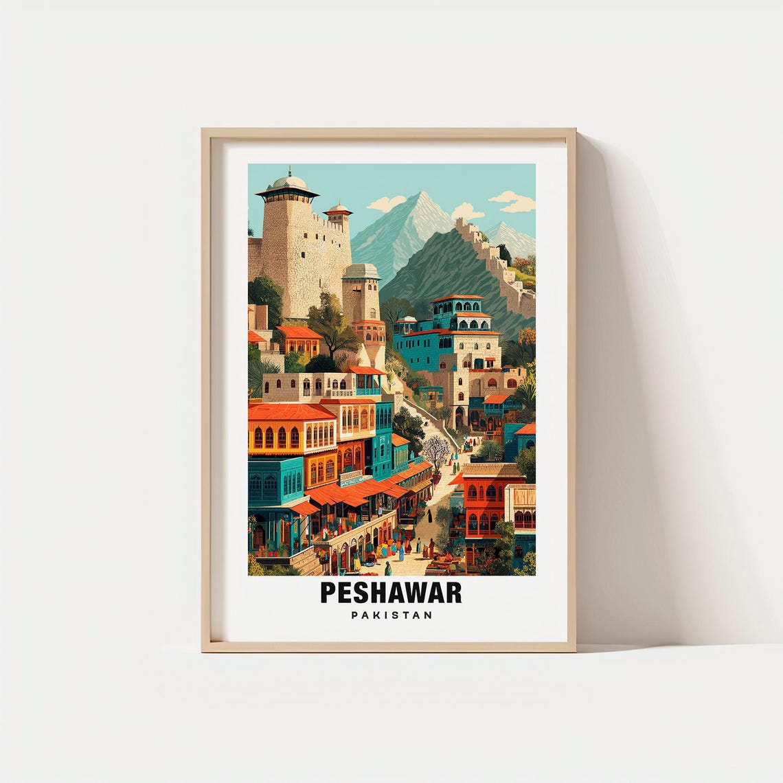 Peshawar Pakistan Old City Fort Bazaar Street Mountain Poster