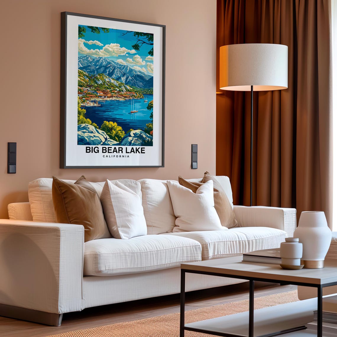 Big Bear Lake Print California Poster Travel Wall Art Usa Poster Scenic Print Mountain Decor Nature Art Lake Print Travel Poster - Image 4