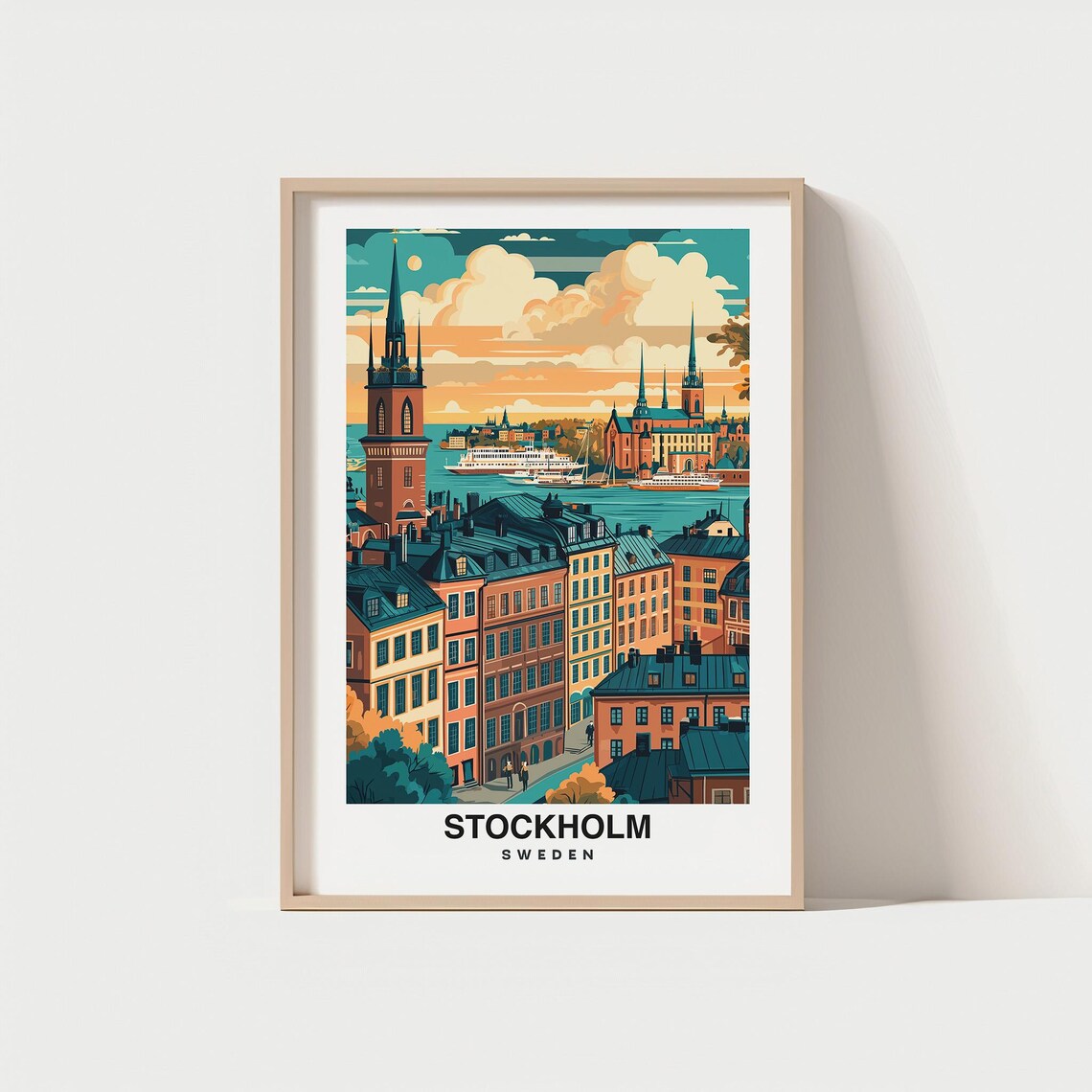 Stockholm Travel Print Stockholm Sweden Travel Gift City Poster Wedding Gift Birthday Present Sweden Art
