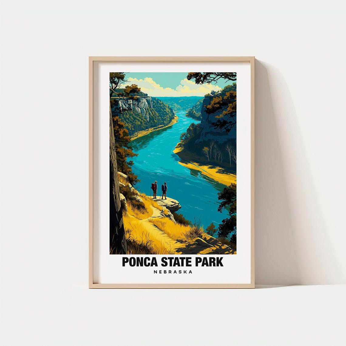 Ponca State Park Nebraska Missouri River Bluffs Hikers Travel Poster