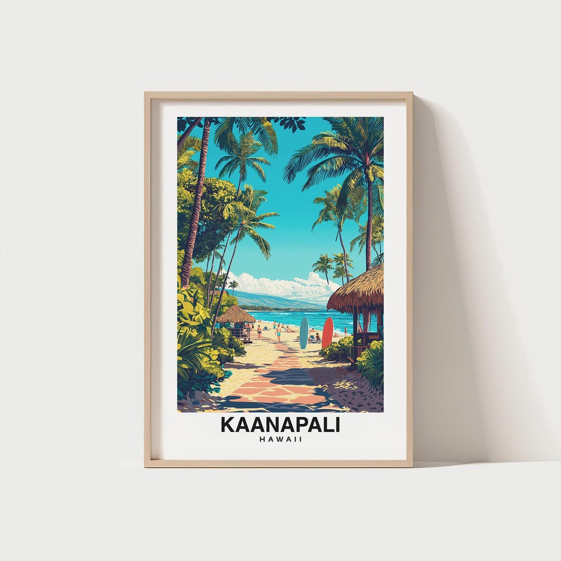 Kaanapali City Print Kaanapali Travel Poster Maui Travel Gift Kaanapali Maui Poster Kaanapali Gift Hawaii Culture
