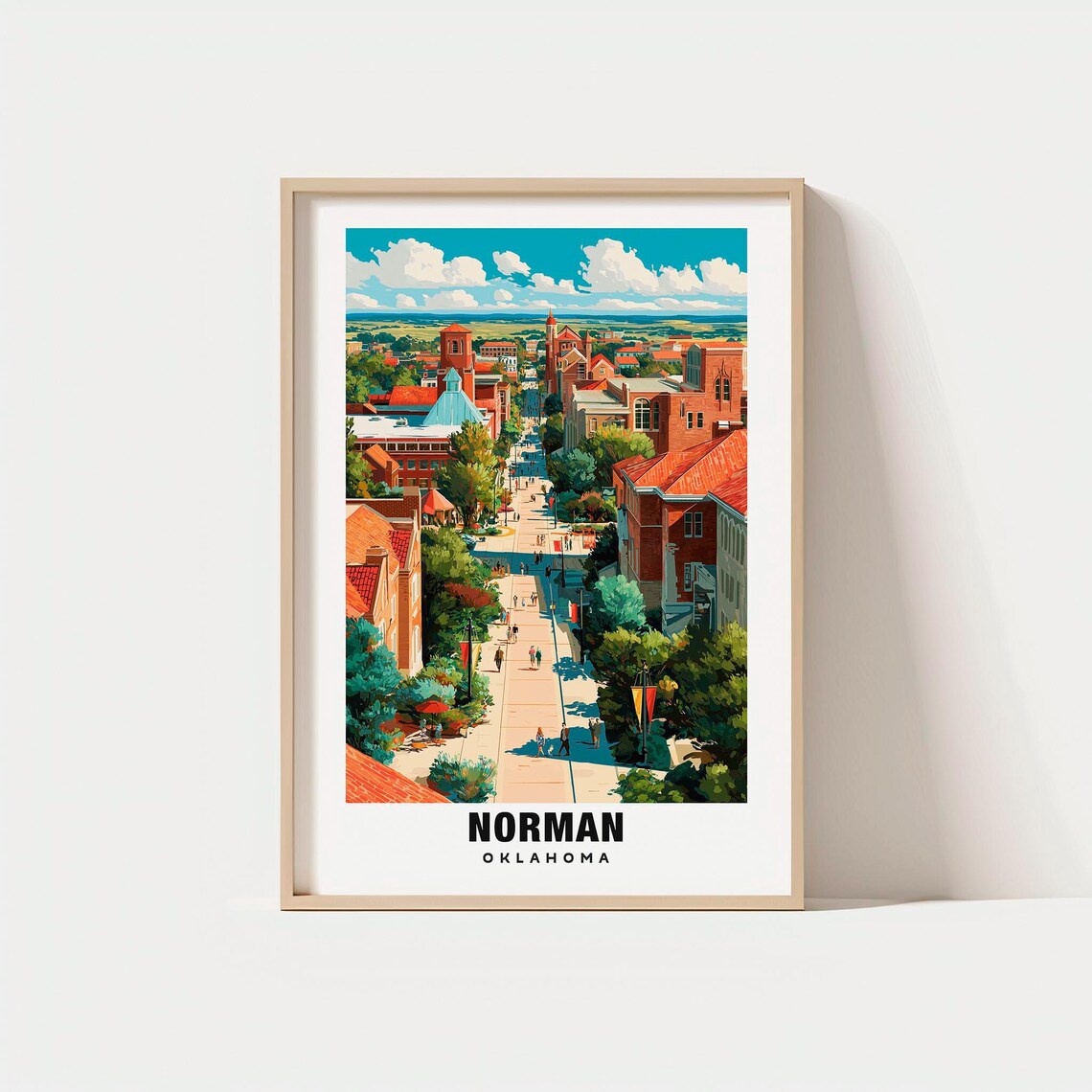 Norman Oklahoma College Town Brick Street Historic City Poster