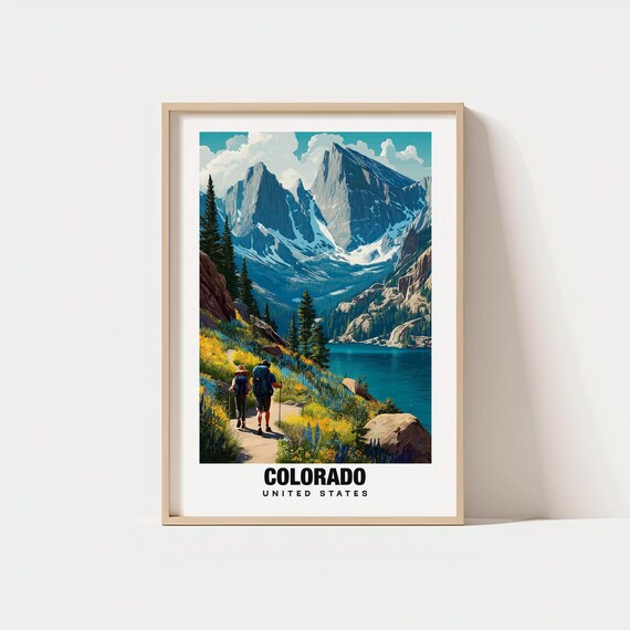 Colorado Rocky Mountains Hiking Trail Alpine Lake Adventure Travel Poster
