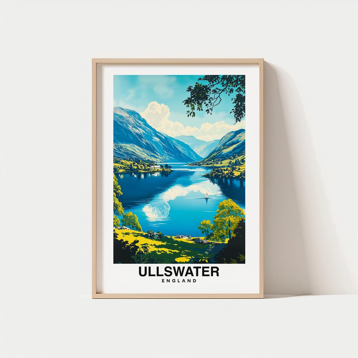 Ullswater Print Travel Poster English Art Scenic Lake Mountain Views Outdoor Adventure Lake District Tranquil Beauty Nature Escape