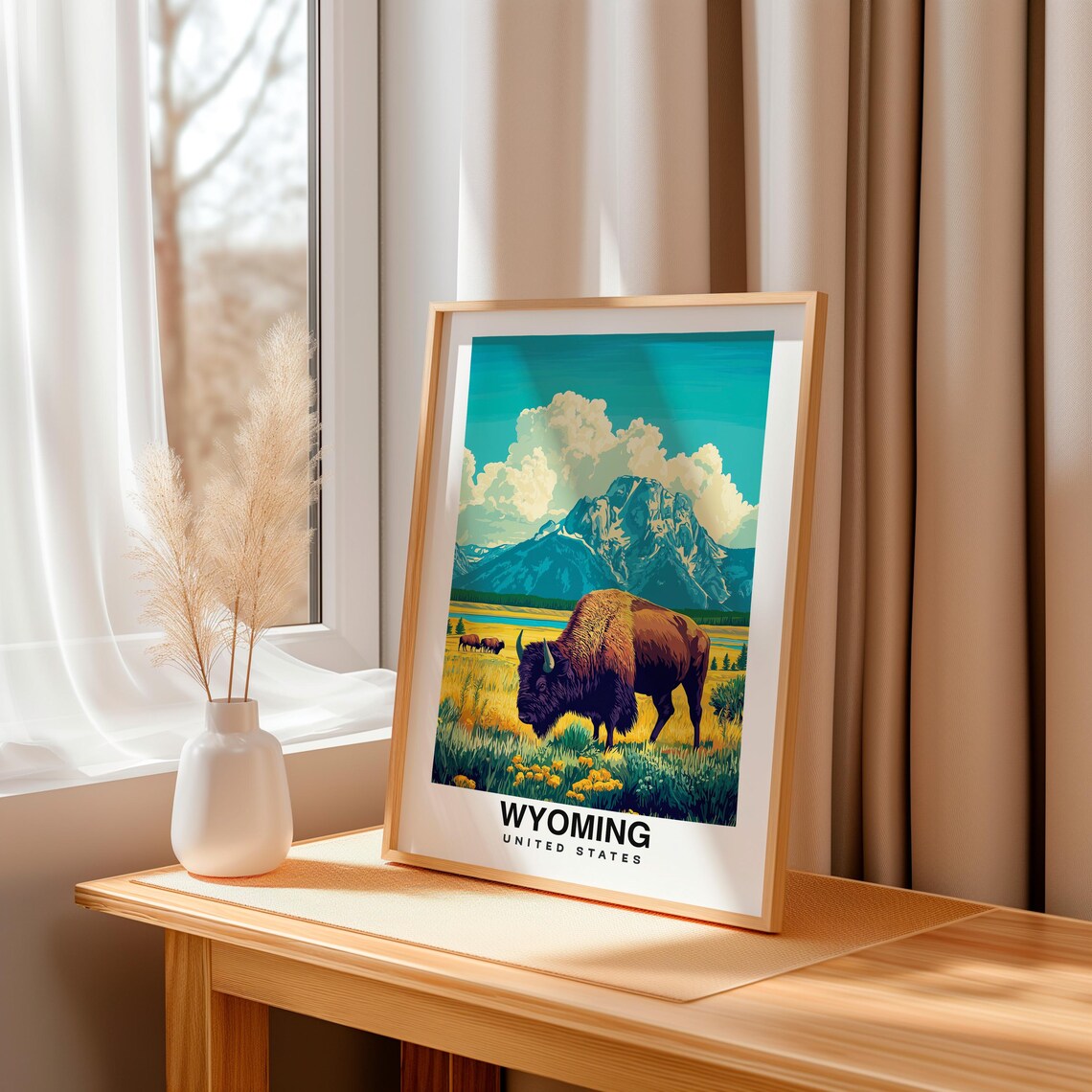Wyoming Travel Print Wyoming United States Travel Gift City Poster Birthday Present Wedding Gift Poster - Image 3