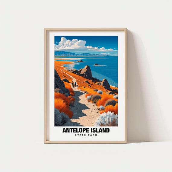 Antelope Island State Park Utah Travel Gift Poster Birthday Wedding National Usa Culture