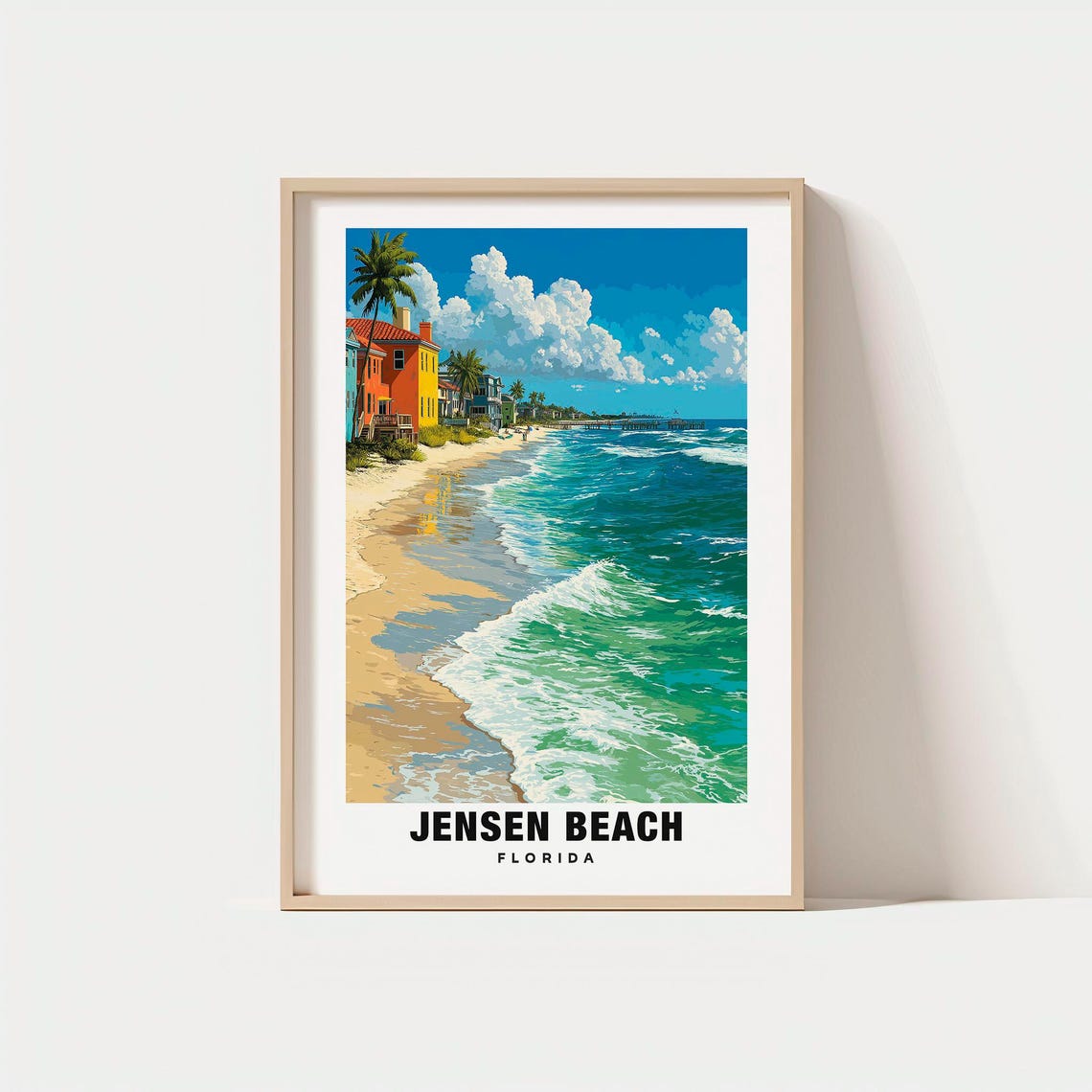 Jensen Beach Florida Sunny Shoreline Surf Beach Cottages Poster