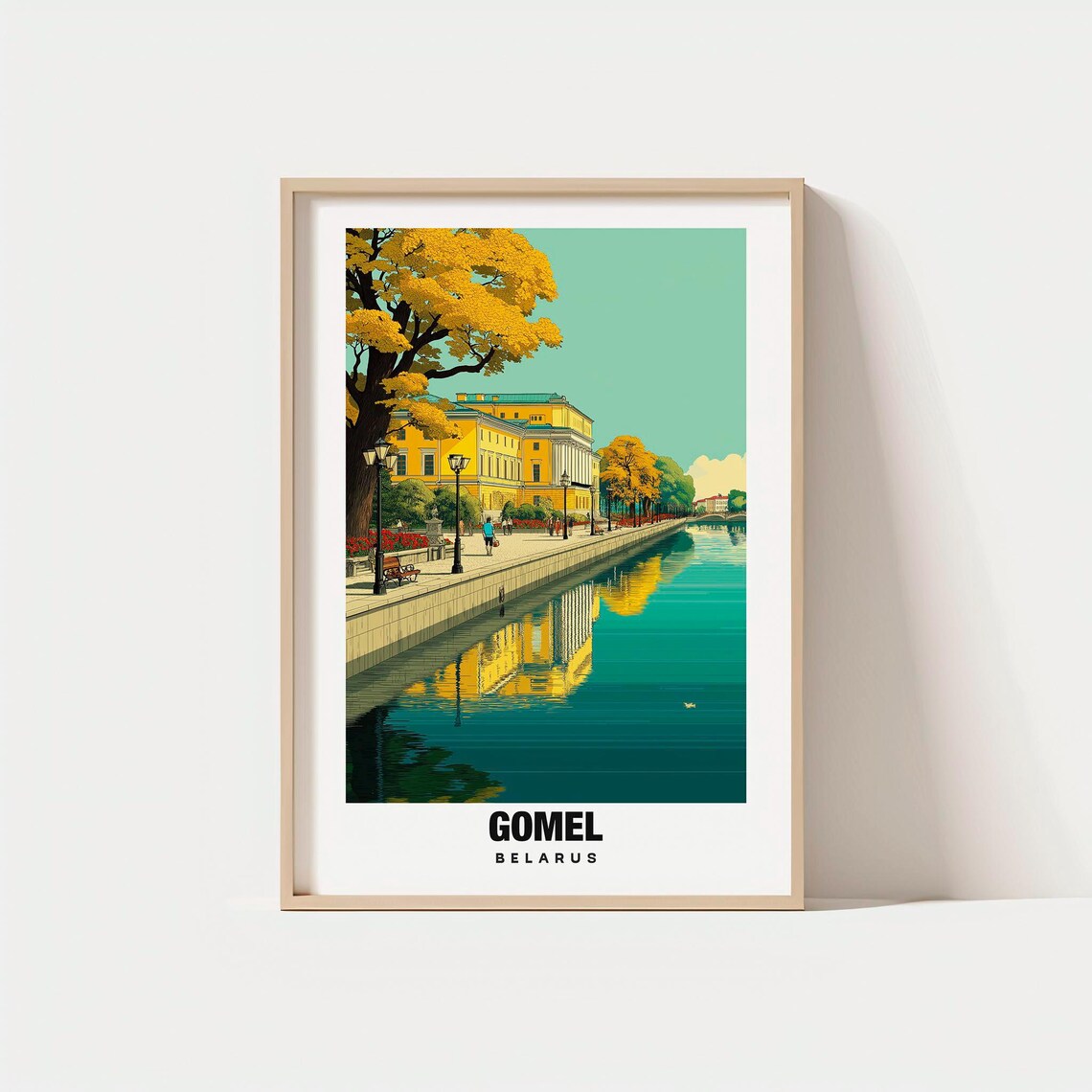 Gomel Belarus Riverside Palace Embankment Autumn Travel Poster