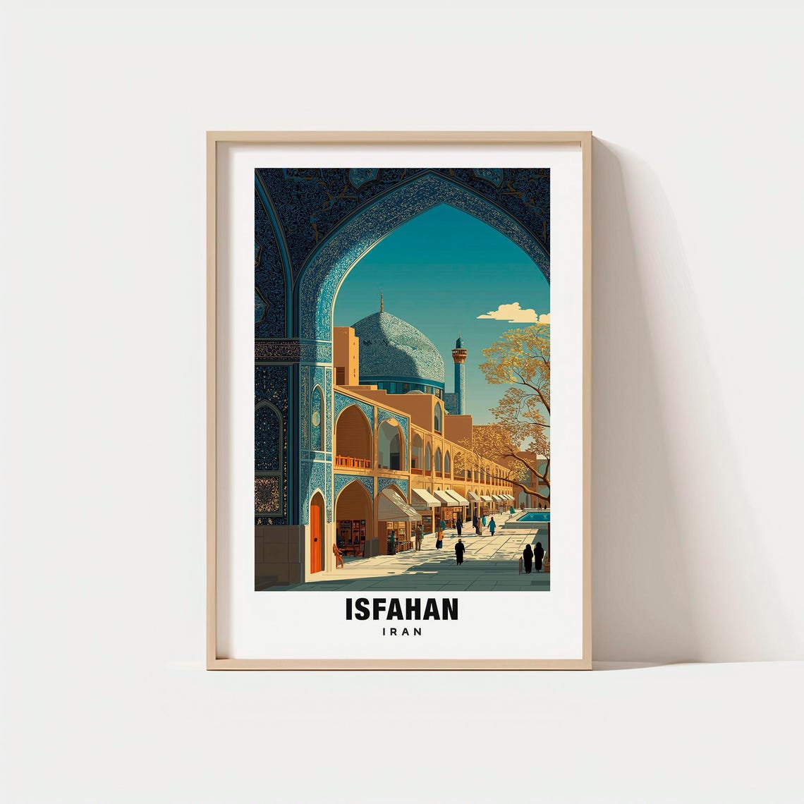 Isfahan Iran Blue Tile Mosque Dome Historic Courtyard Art Poster