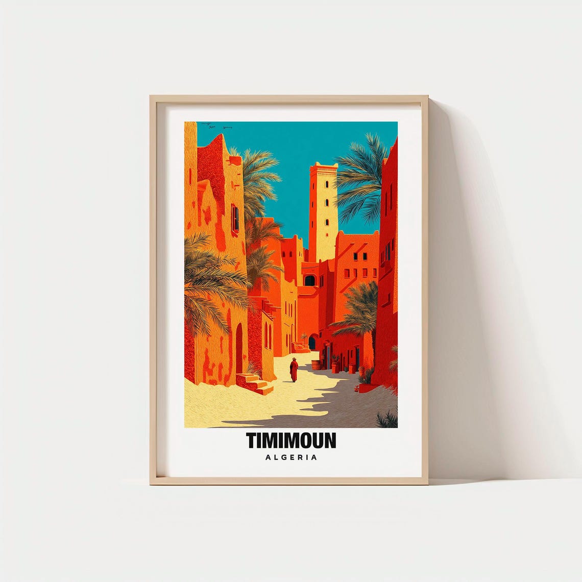 Timimoun Algeria Red Saharan Desert Oasis Town Travel Poster