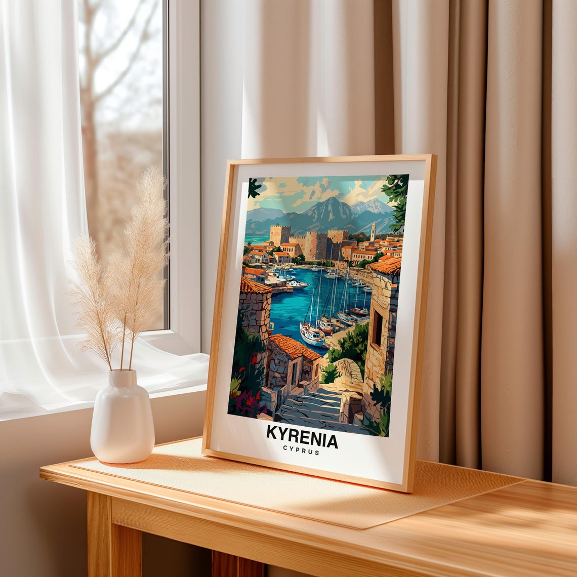 Kyrenia Travel Print Kyrenia Cyprus Travel Gift City Poster Wedding Gift Birthday Present Greek Culture - Image 3