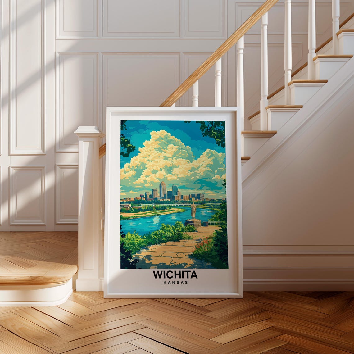 Wichita Print Kansas Poster Travel Wall Art Cityscape Print Usa Poster Urban Art Scenic Decor Landmark Print Travel Poster