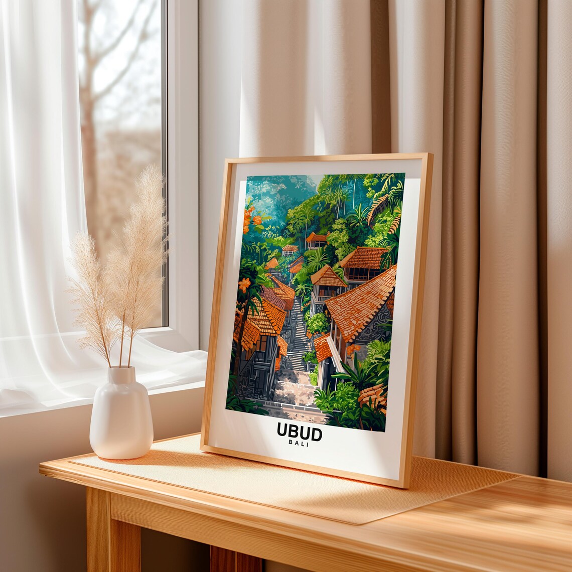 Ubud City Print Ubud Travel Poster Bali Travel Gift Ubud Bali Poster Ubud Gift Indonesian Culture Ubud Bali Poster - Image 3