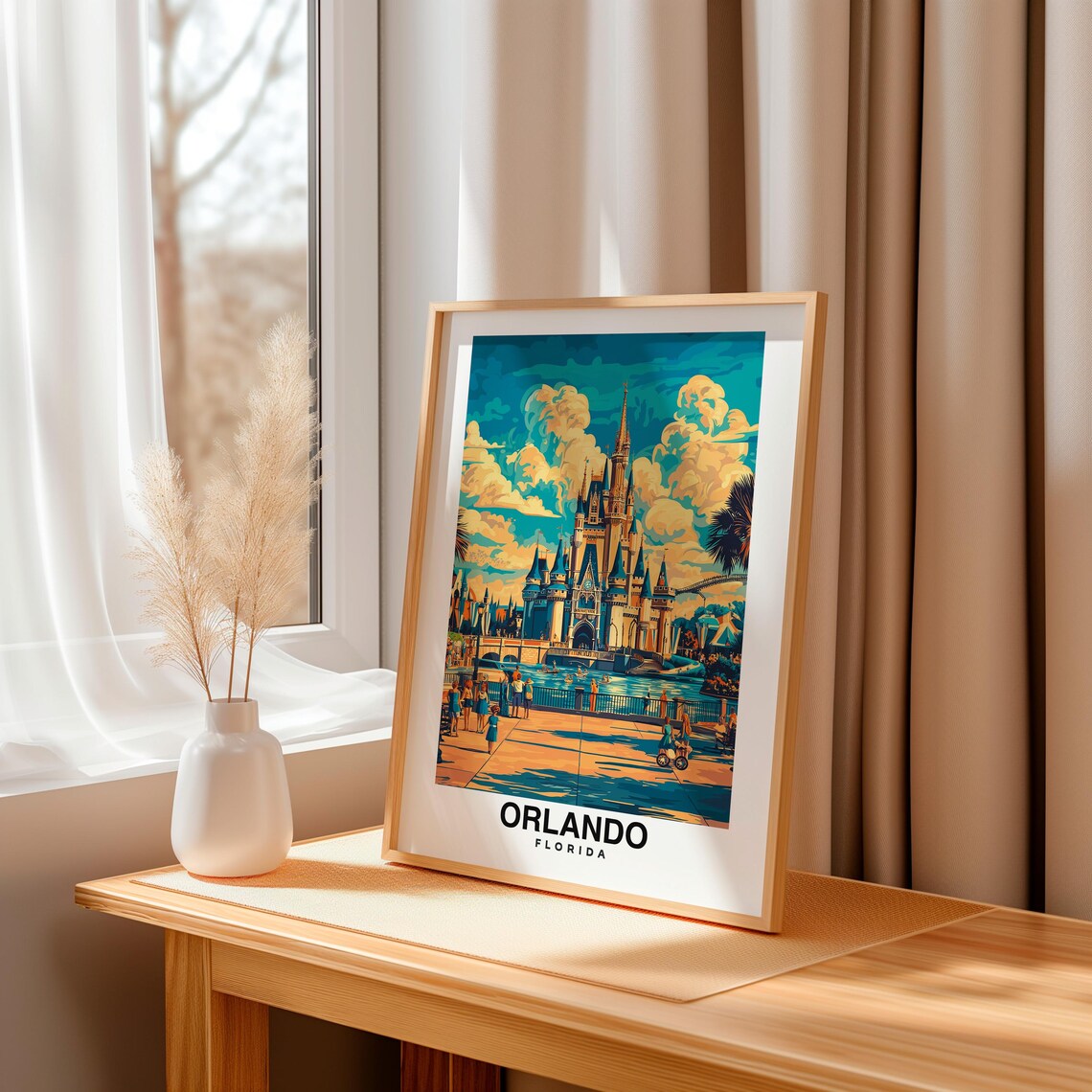Orlando Travel Poster Florida Wall Art Mid Century Modern Decor Eclectic Home Styling Trendy Travel Prints United States Culture Poster - Image 3