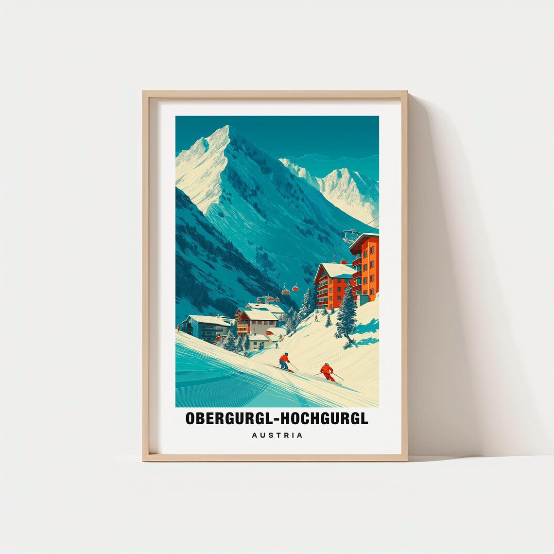 Obergurgl-Hochgurgl Austria Ski Slopes Gondola Chalet Poster