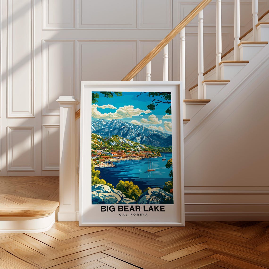 Big Bear Lake Print California Poster Travel Wall Art Usa Poster Scenic Print Mountain Decor Nature Art Lake Print Travel Poster