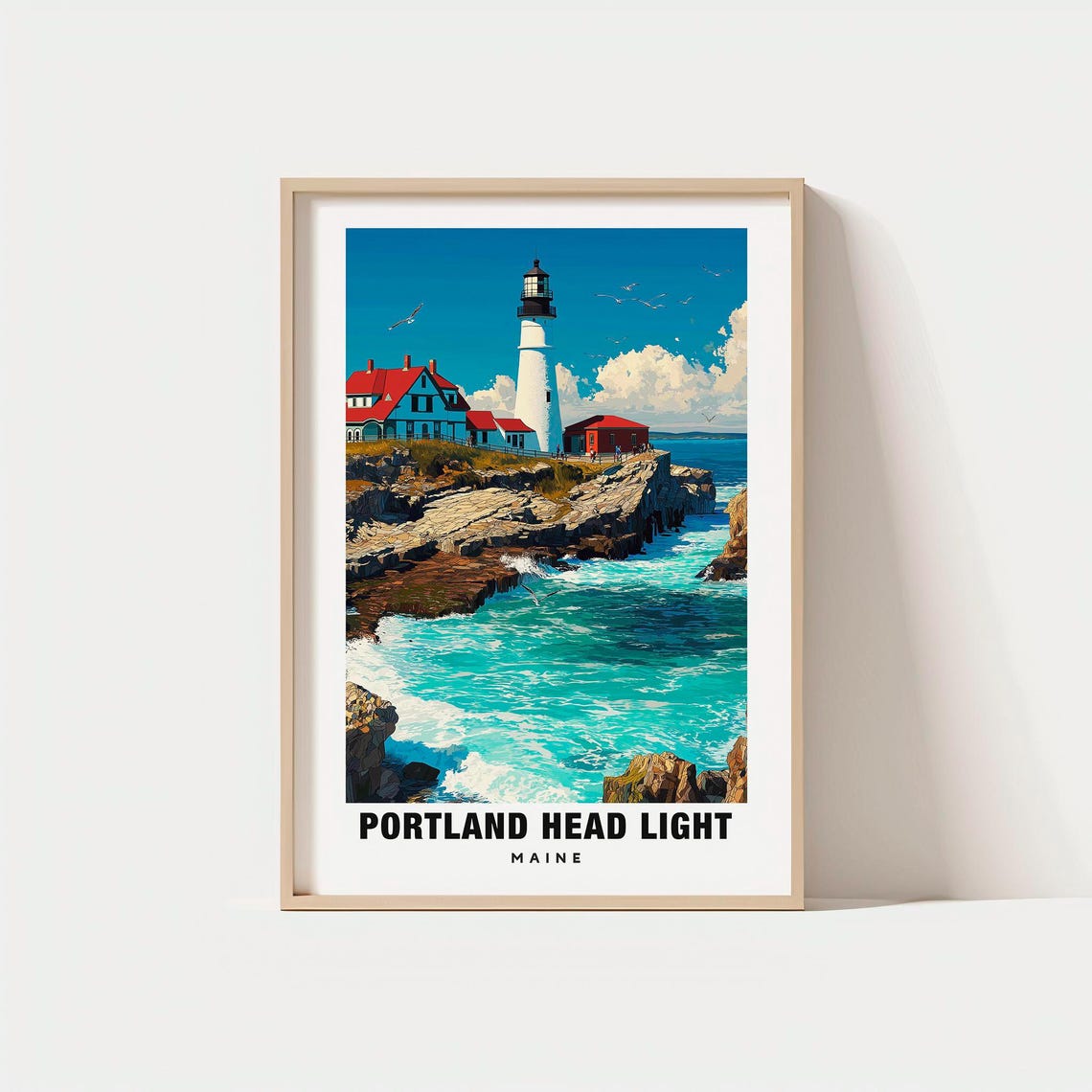 Portland Head Light Lighthouse Rocky Coast Maine Travel Poster