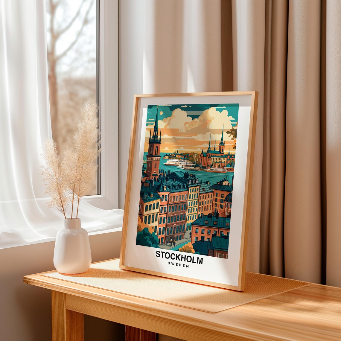 Stockholm Travel Print Stockholm Sweden Travel Gift City Poster Wedding Gift Birthday Present Sweden Art - Image 3