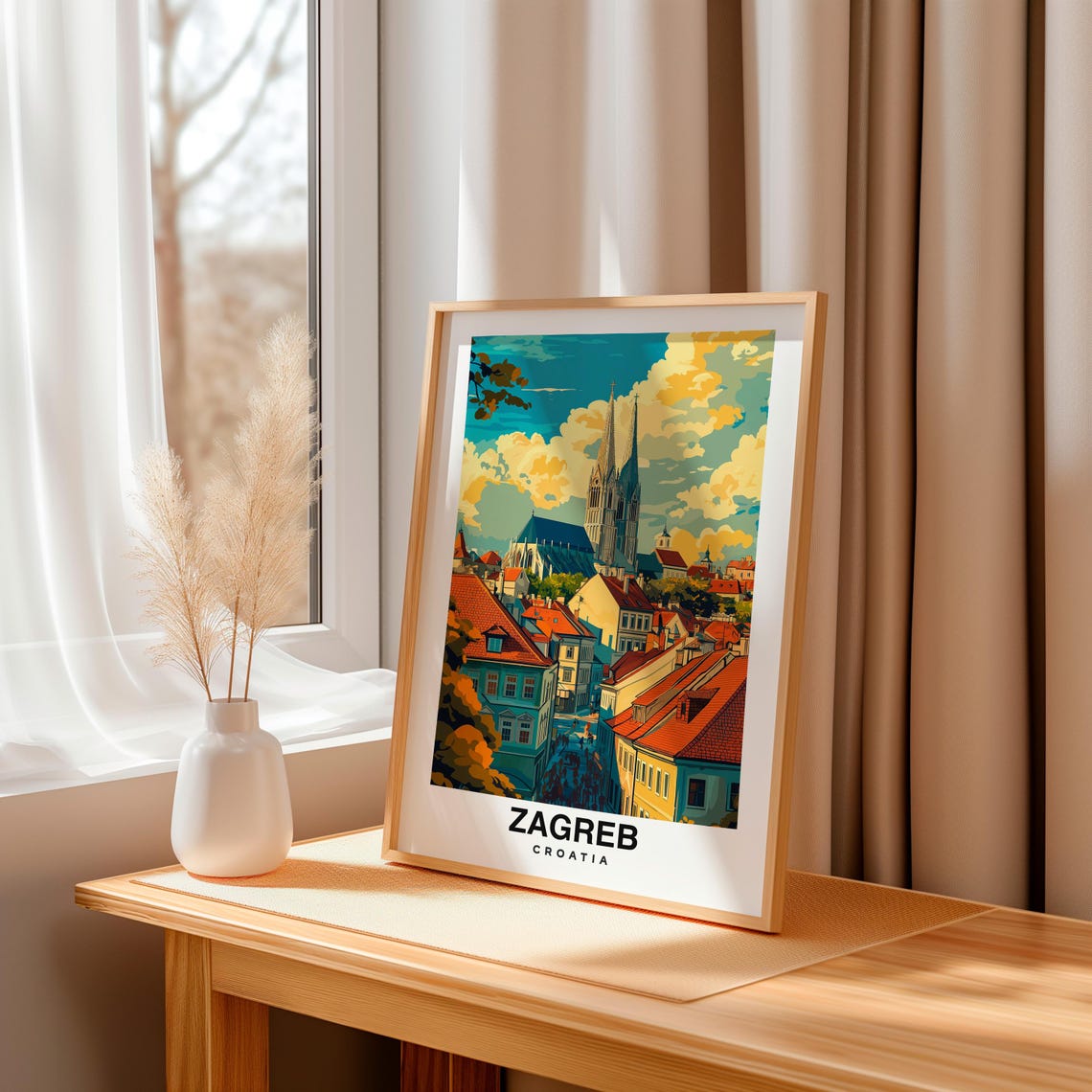 Zagreb Print Croatia Poster Travel Wall Art Cityscape Print Scenic Art Historic Decor European Landscape Travel Poster - Image 3