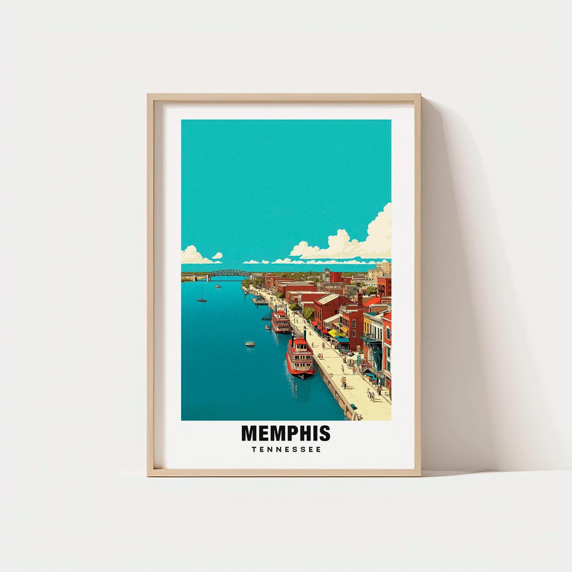 Memphis Tennessee Riverboats Mississippi Riverfront Music City Poster
