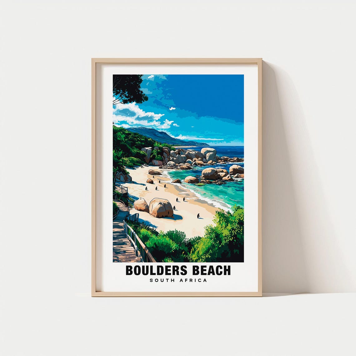 Boulders Beach South Africa Penguins Granite Boulders Shore Poster