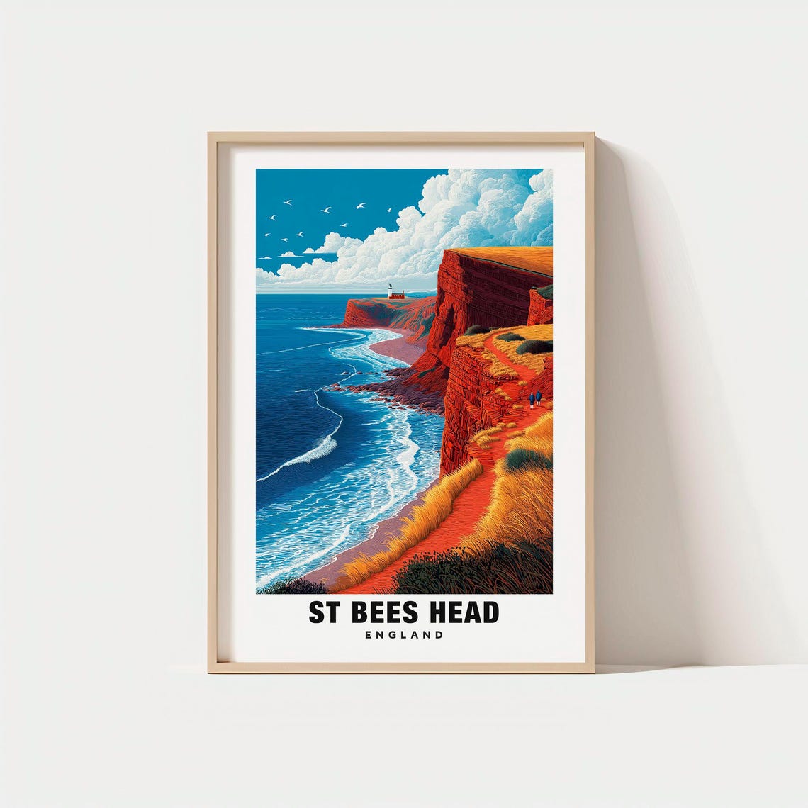 St Bees Head England Red Cliffs Lighthouse Coastal Walk Poster