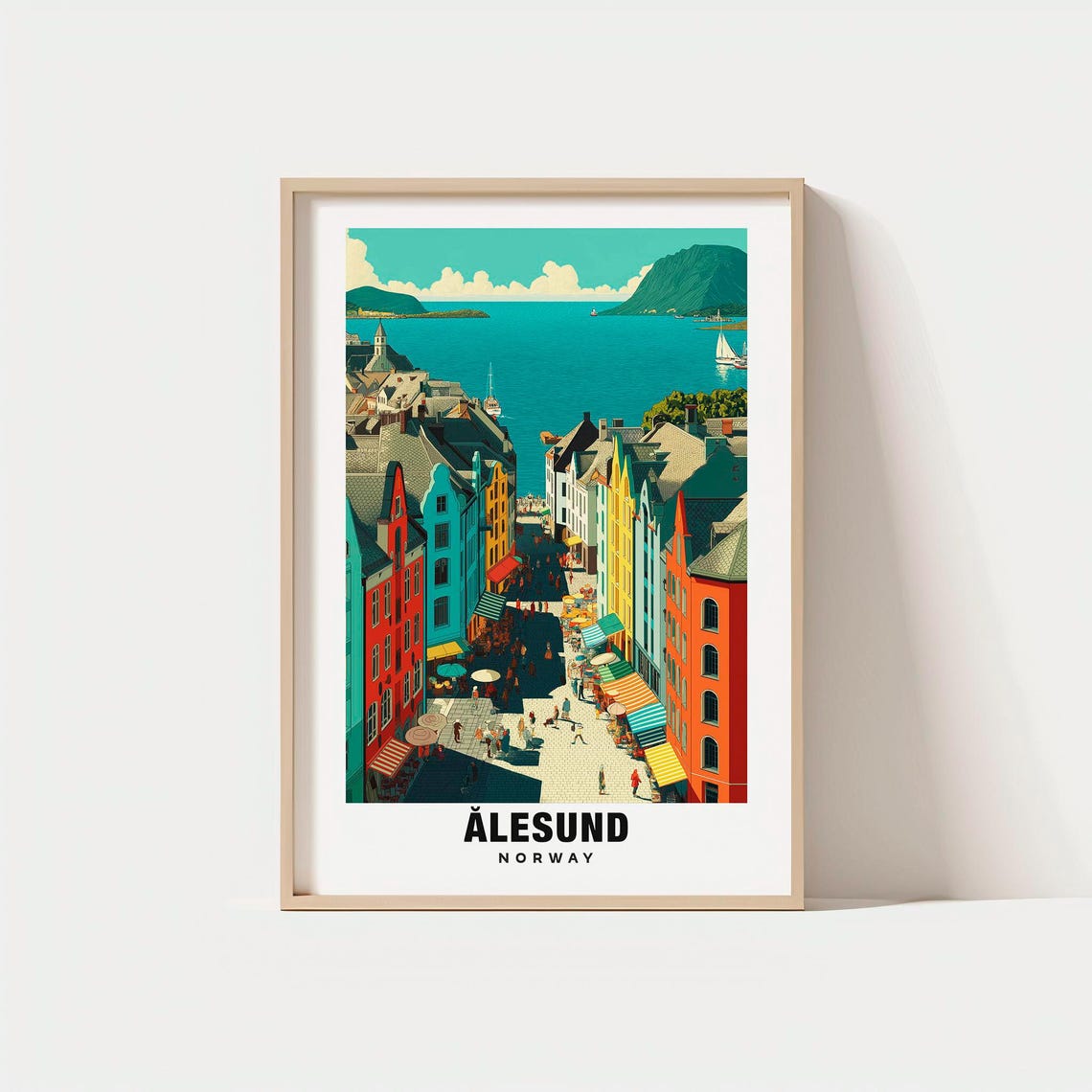 Alesund Norway Colorful Harbor Old Town Fjord Waterfront Poster