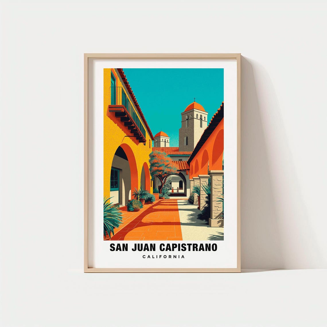 San Juan Capistrano California Mission Courtyard Arches Travel Poster