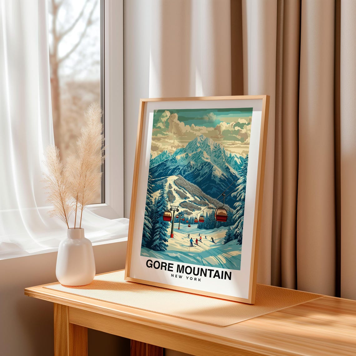Adirondack Mountains Print Usa Poster Travel Wall Art Ski Print Scenic Art Mountain Decor Winter Sports Print Travel Poster - Image 3