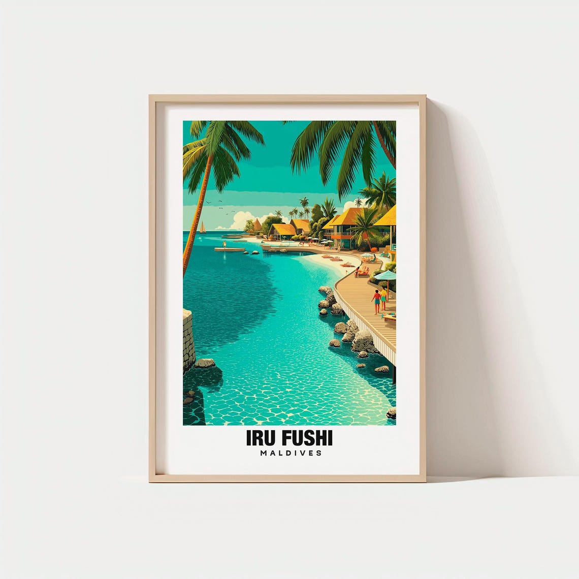 Iru Fushi Maldives Tropical Beach Palm Turquoise Water Poster