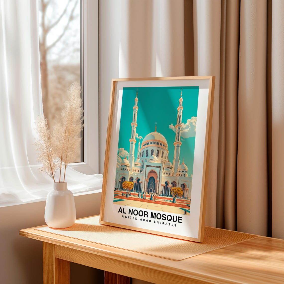 Al Noor Mosque Travel Print Wall Art Sharjah United Arab Emirates City Print Al Noor Mosque Travel Gift Al Noor Mosque Poster Wall Art - Image 3