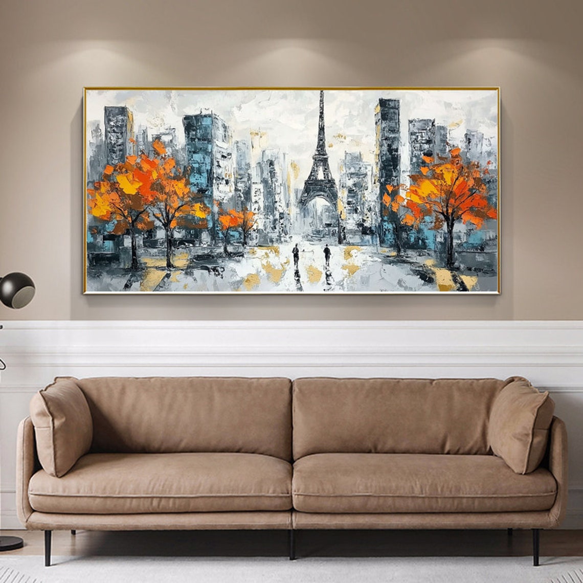 Paris Eiffel Tower Cityscape Lined With Autumn Orange Trees Poster - Image 4