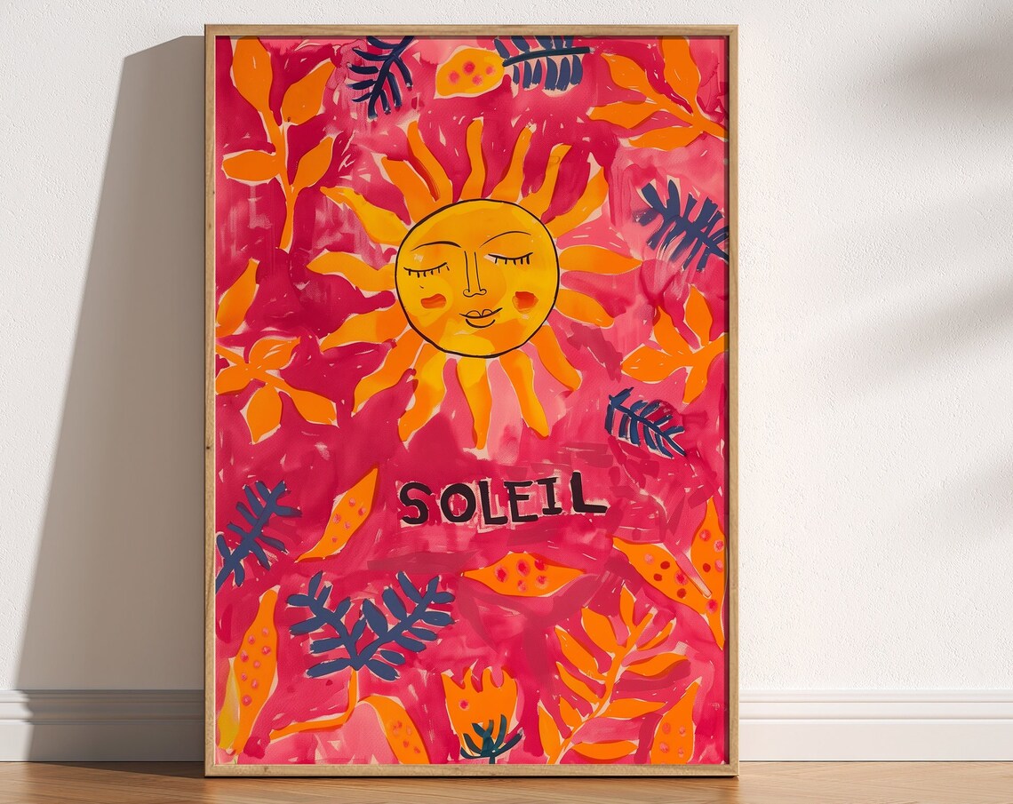 Soleil Retro Sun Poster, Boho Contemporary Decor