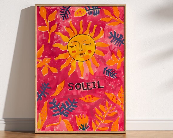 Soleil Retro Sun Poster, Boho Contemporary Decor
