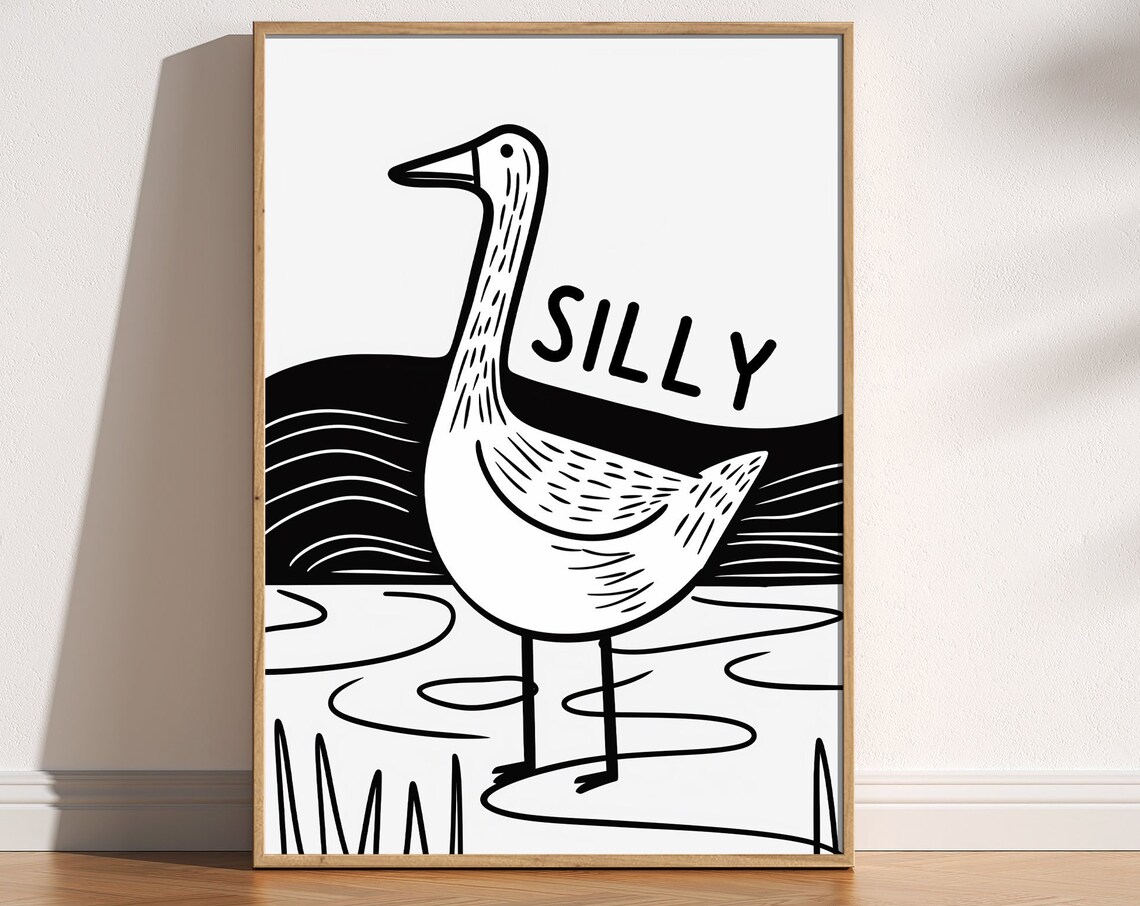 Silly Goose Funny Minimalist Goose Art Print