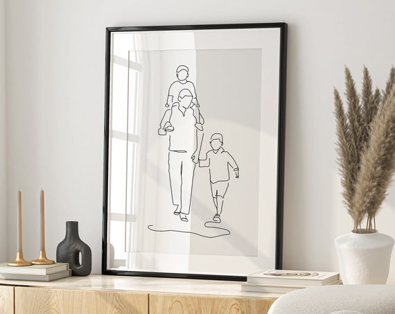 Father And Sons Print Fathers Day Print Father And Sons Illustration Father And Sons Portrait Personalised Gift For Dad Daddy Print