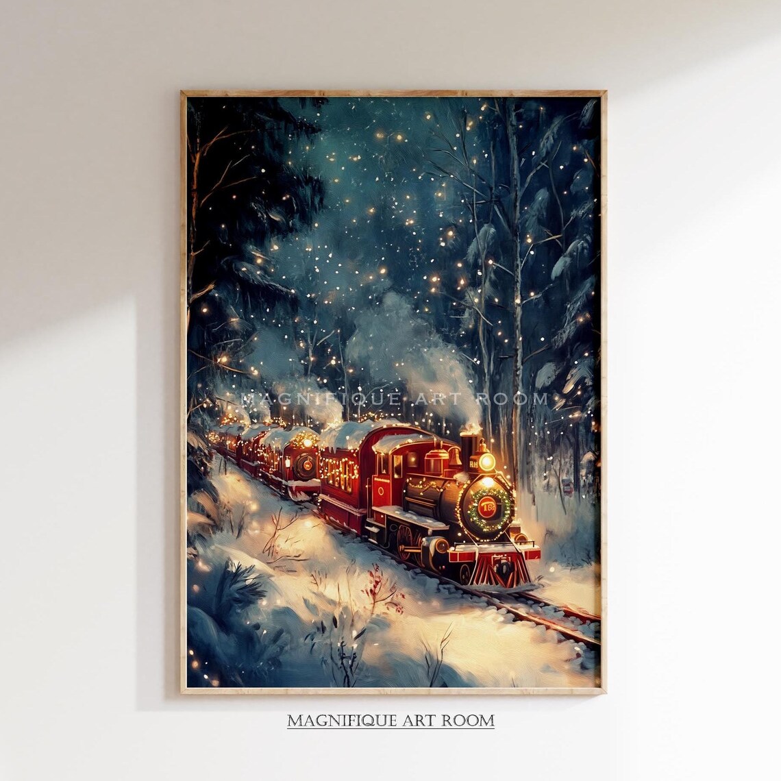 Polar Express Christmas Train, Vintage Holiday Art Print